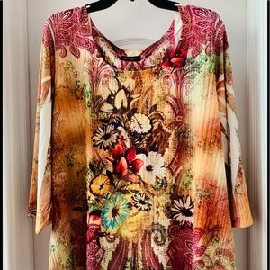 GORGEOUS BRIGHTLY COLORED 3/4 SLEEVE BLOUSE-22/24